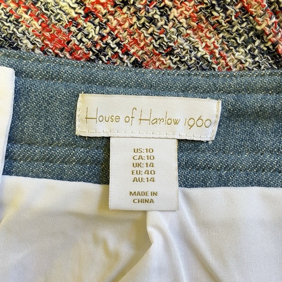 House of Harlow 1960 Mini Skirt‎ Womens 10 Tweed Denim Pink Blue Coquette - Picture 6 of 6
